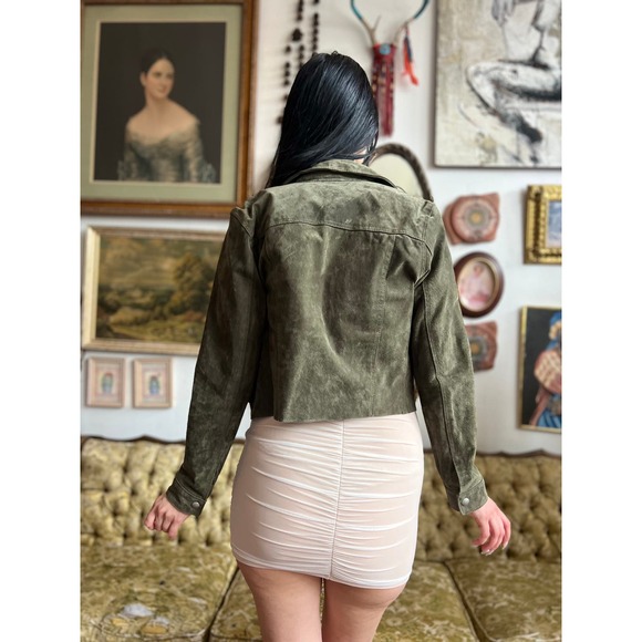 Blank NYC Olive Green Suede Moto Jacket Size Small - Picture 4 of 8